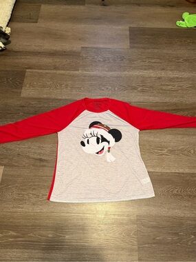 Disney Minnie Mouse Red Raglan Long-Sleeve Holiday Top